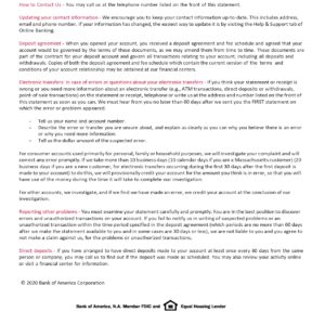 Bank Of America Statement Template – Adv Plus Banking