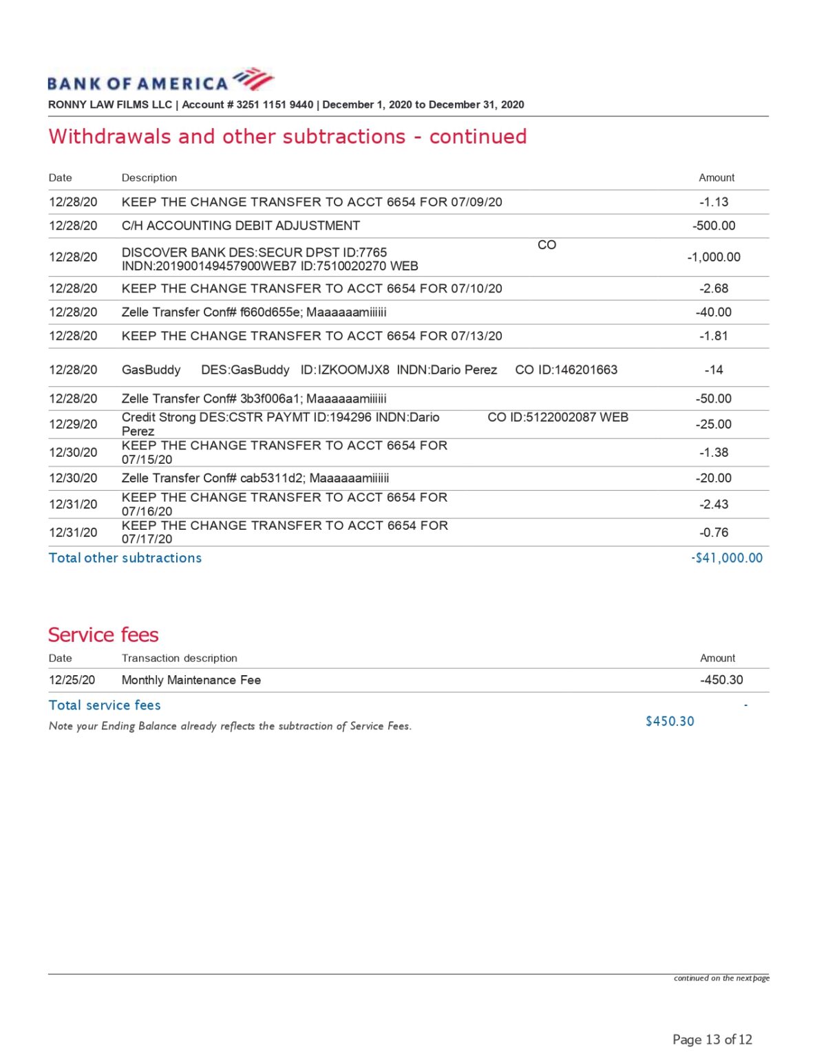 New 2023 Bank Of America Statement Template - Business Advantage ...