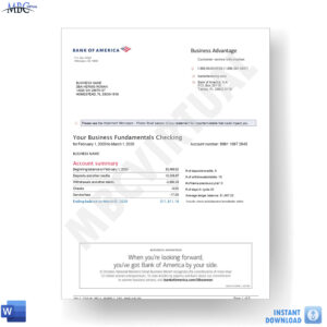 Bank Of America Statement Template – Business Fundamentals Checking