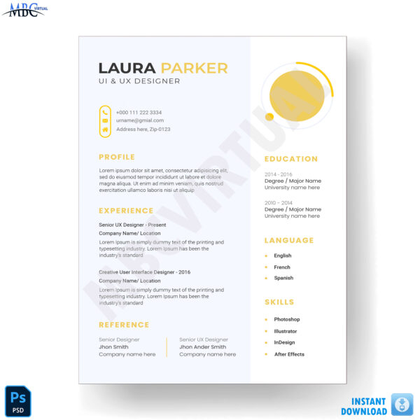 Modern Resume PSD Template - MbcVirtual