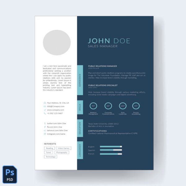 Modern Resume PSD Template – MbcVirtual