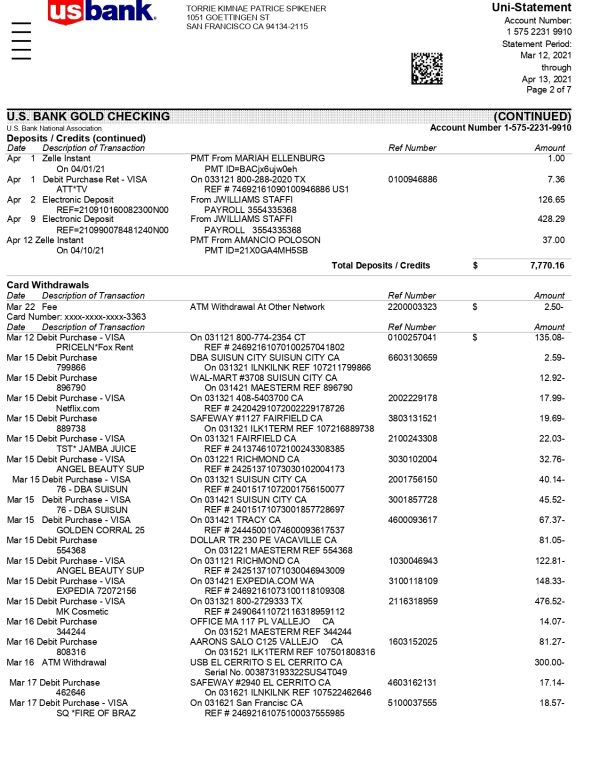 New 2023 US Bank Statement Template - Uni Account Statement - MbcVirtual