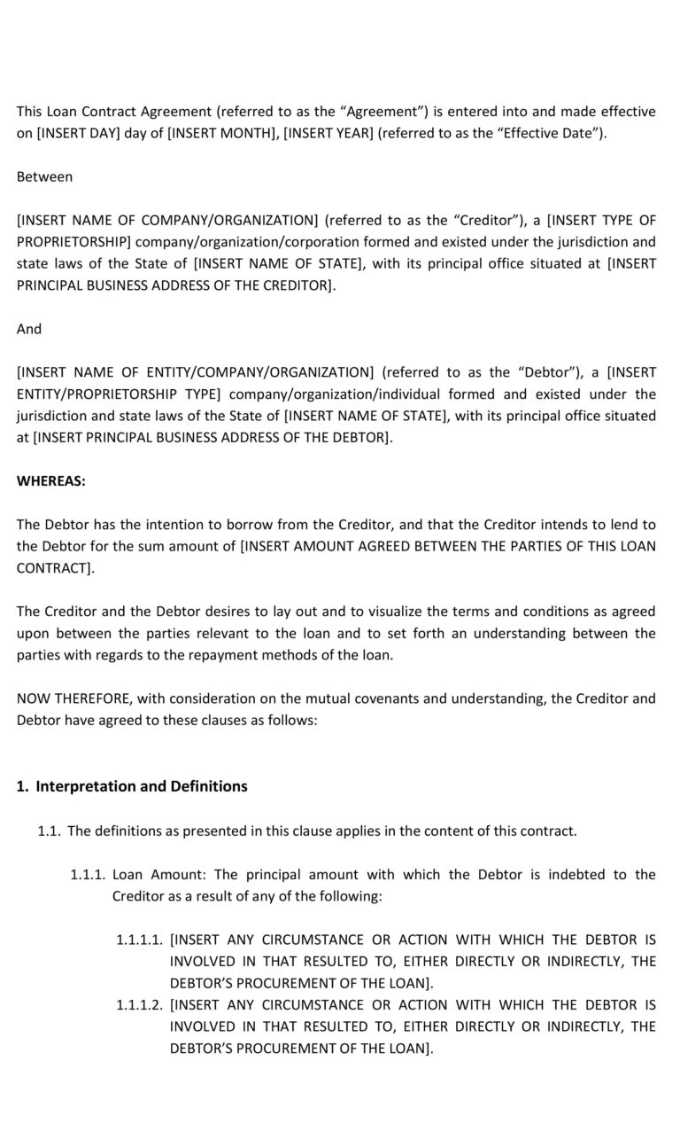 Loan Contract Template - MbcVirtual