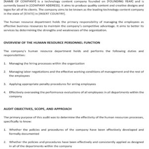 HR Audit Report Template