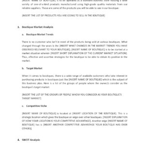 Boutique Business Plan Template