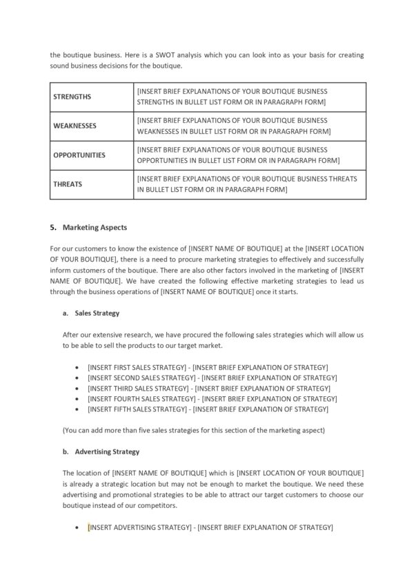 Boutique Business Plan Template - MbcVirtual