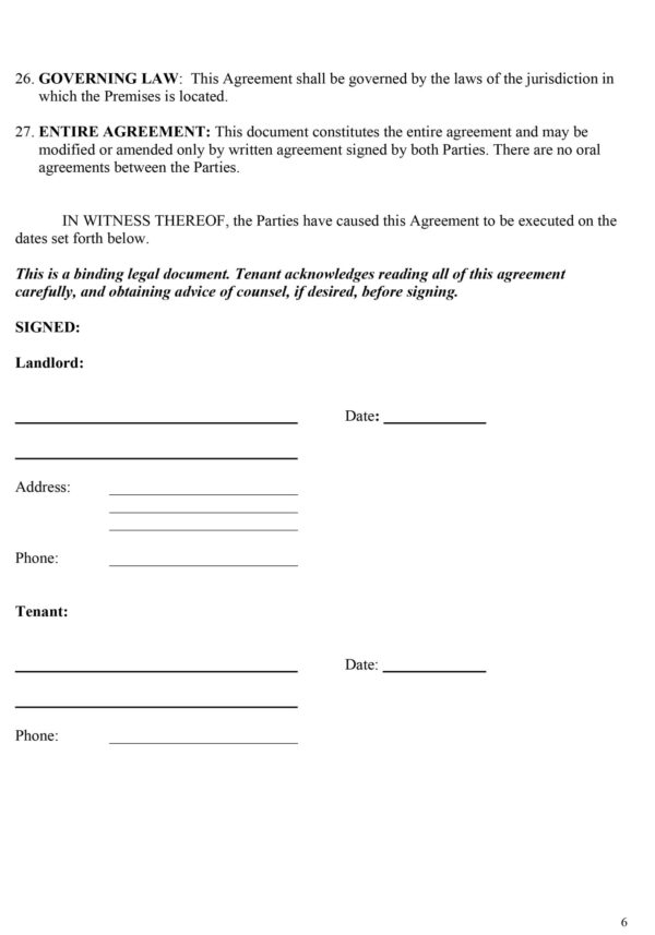 Residential Lease Agreement Template - MbcVirtual