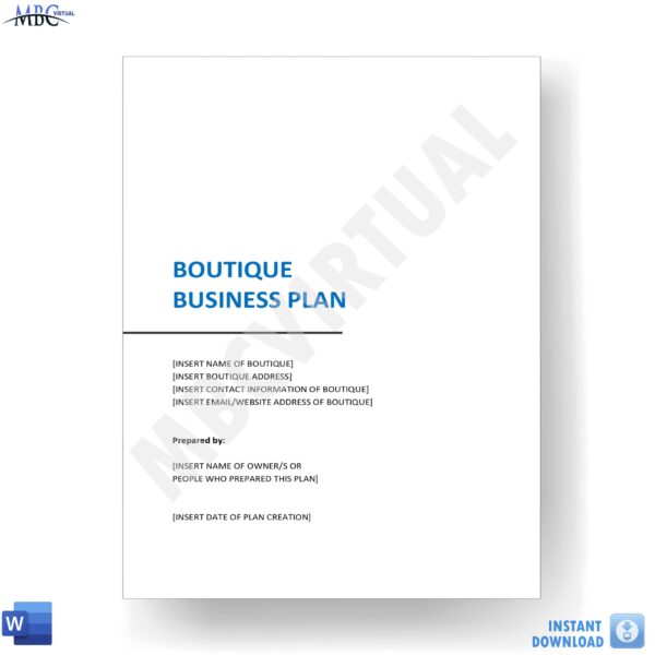 Boutique Business Plan Template - MbcVirtual