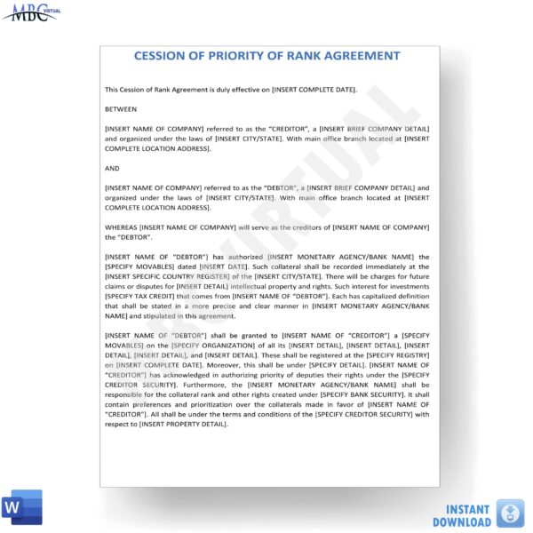 Cession of Priority of Rank Agreement Template - MbcVirtual