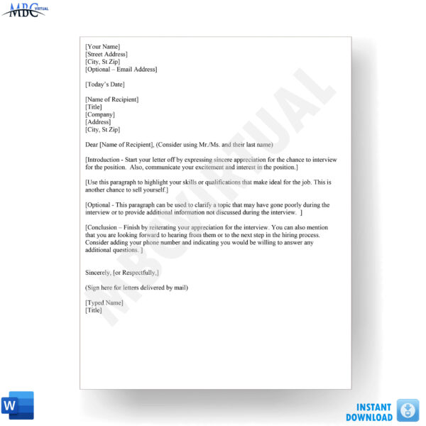 Interview Thank You Letter Template - MbcVirtual