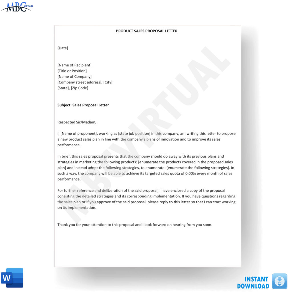 Product Sales Proposal Letter Template - MbcVirtual