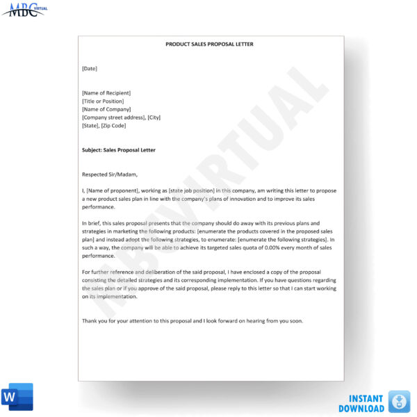 Product Sales Proposal Letter Template - MbcVirtual