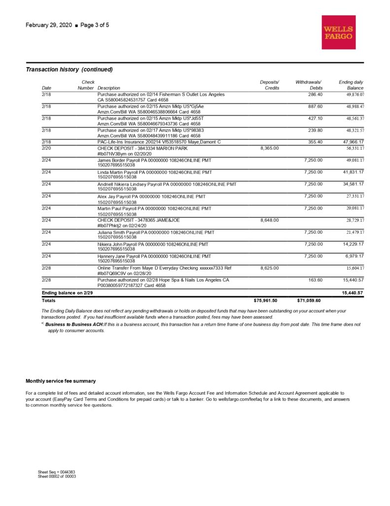 New 2023 Wells Fargo Bank Statement Template Simple Business Checking