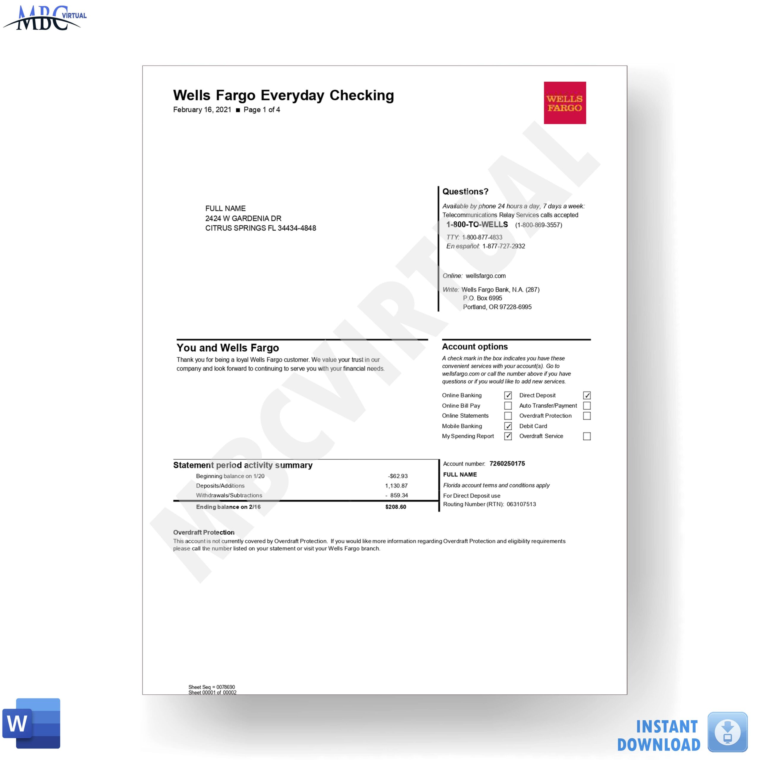 wells fargo checkbook registers