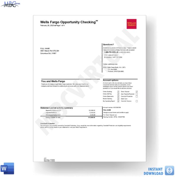 Wells Fargot Opportunity Cheking - MbcVirtual