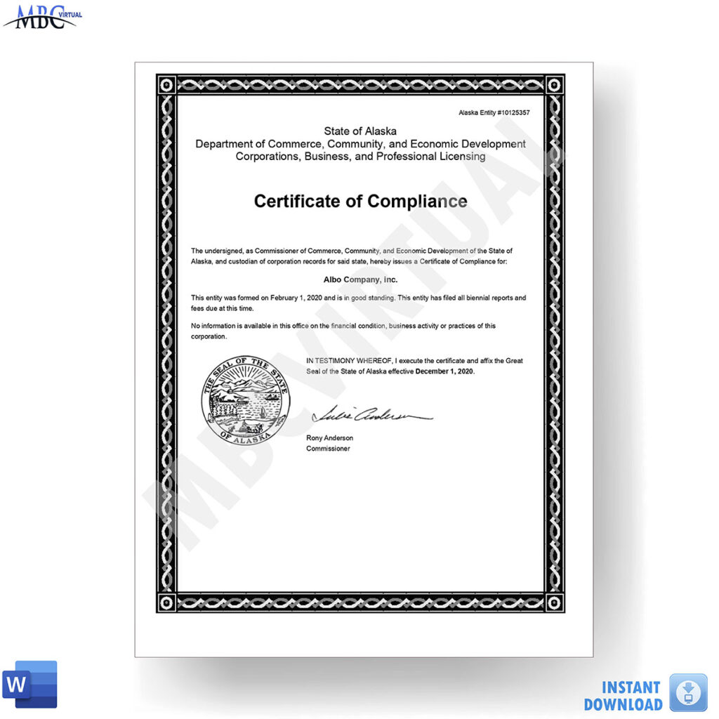 Certificate of Compliance Template - MbcVirtual