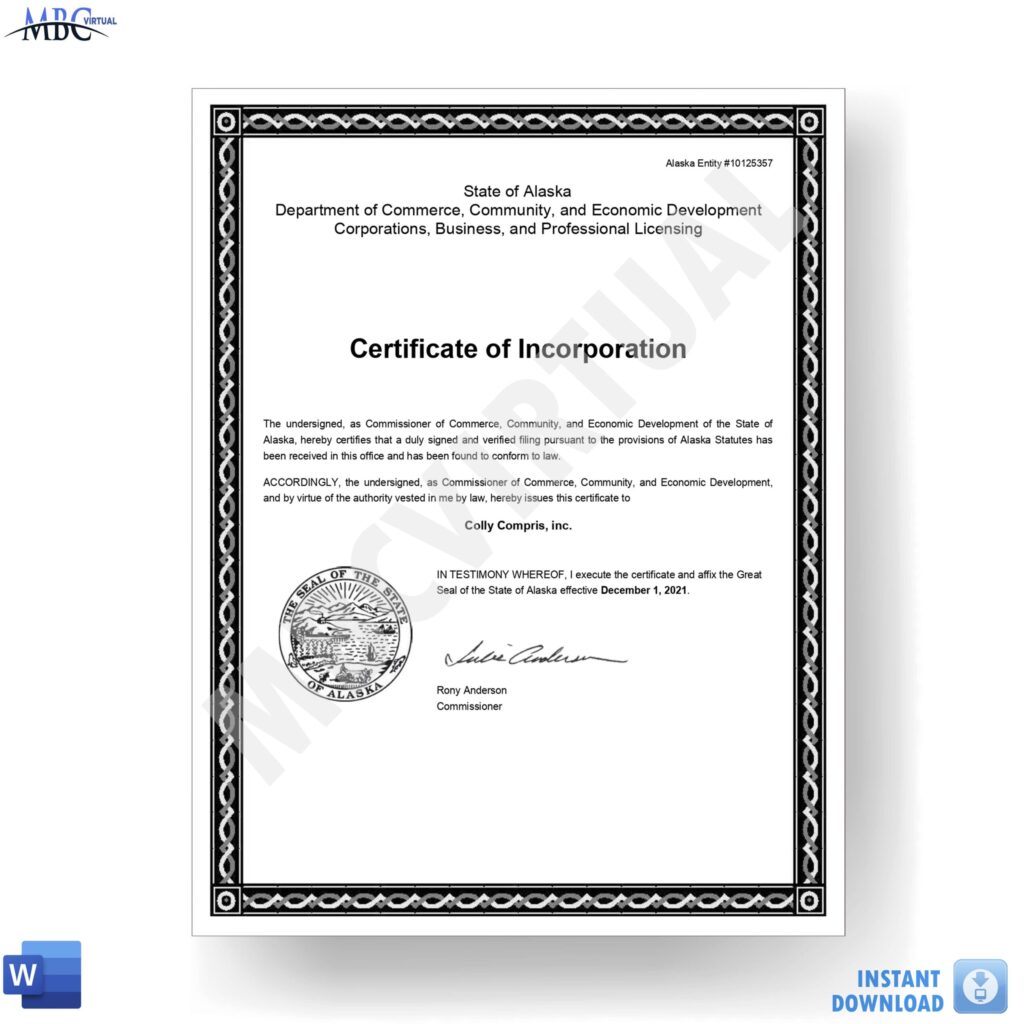 Certificate of Incorporation Template - MbcVirtual