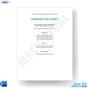 Company Fact Sheet Template