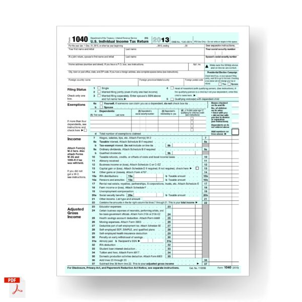Form 1040, U.S. Individual Income Tax Return 2013 - 1