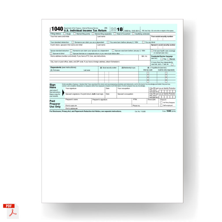 Form 1040, U.S. Individual Income Tax Return 2018 - MbcVirtual