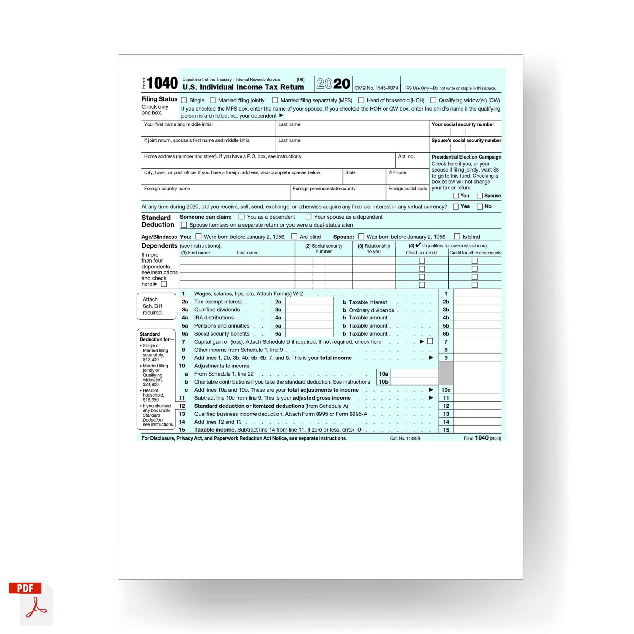 Form 1040 Us Individual Income Tax Return 2020 Mbcvirtual 0289
