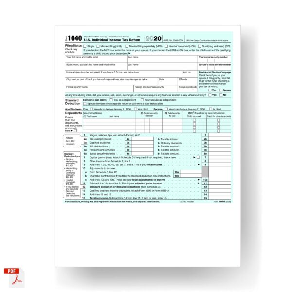 Form 1040, U.S. Individual Income Tax Return 2020 - MbcVirtual