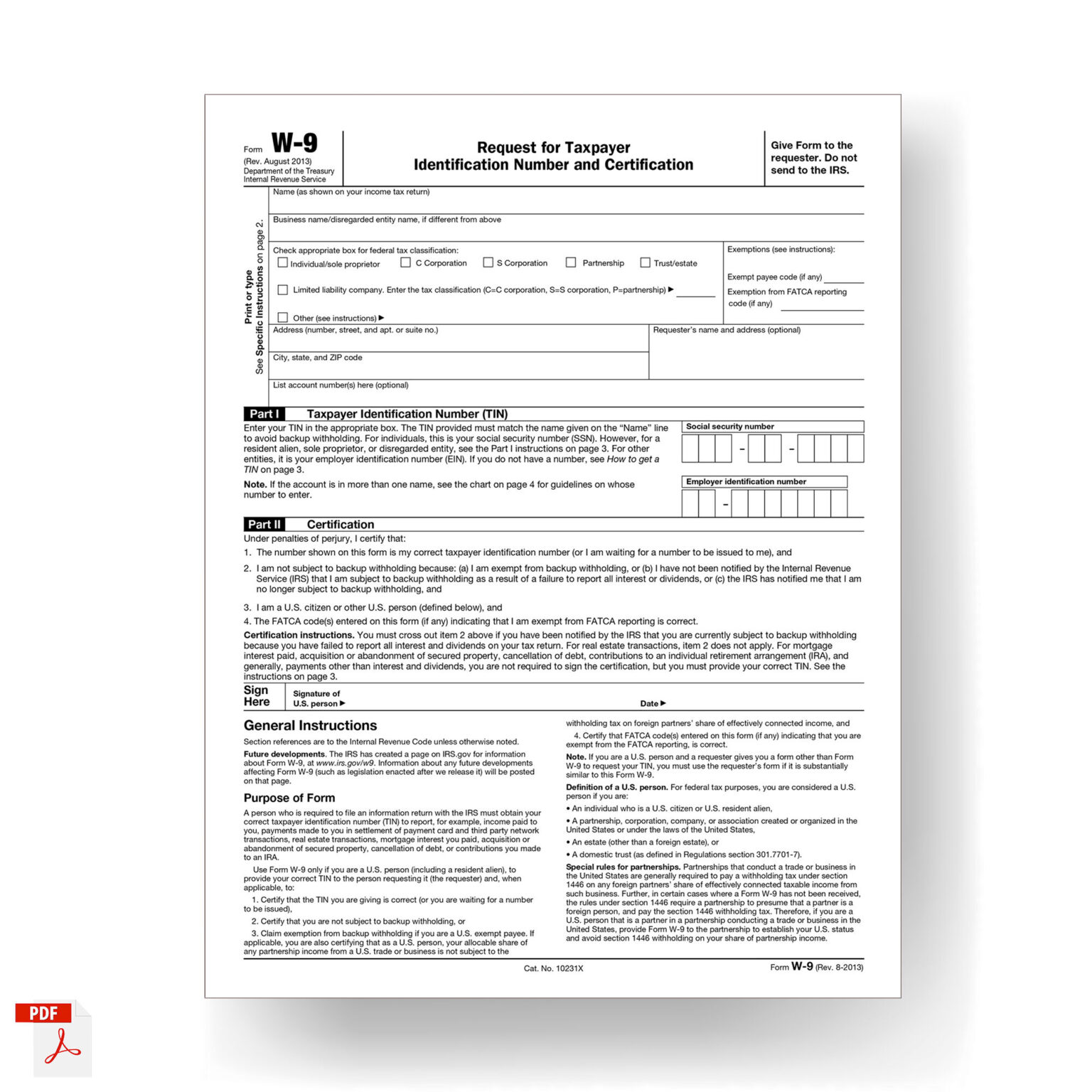 Form W 9 Request For Taxpayer Identification Number And Certification 2013 Mbcvirtual 9095