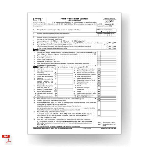 Schedule C, Profit or Loss from Business (Sole Proprietorship) 2020 - 1