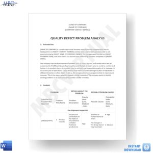 Problem Analysis Template