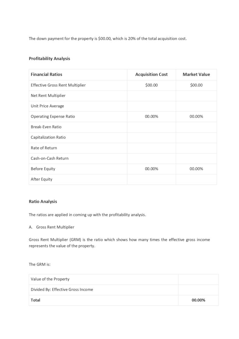 Real Estate Investment Analysis Template MbcVirtual