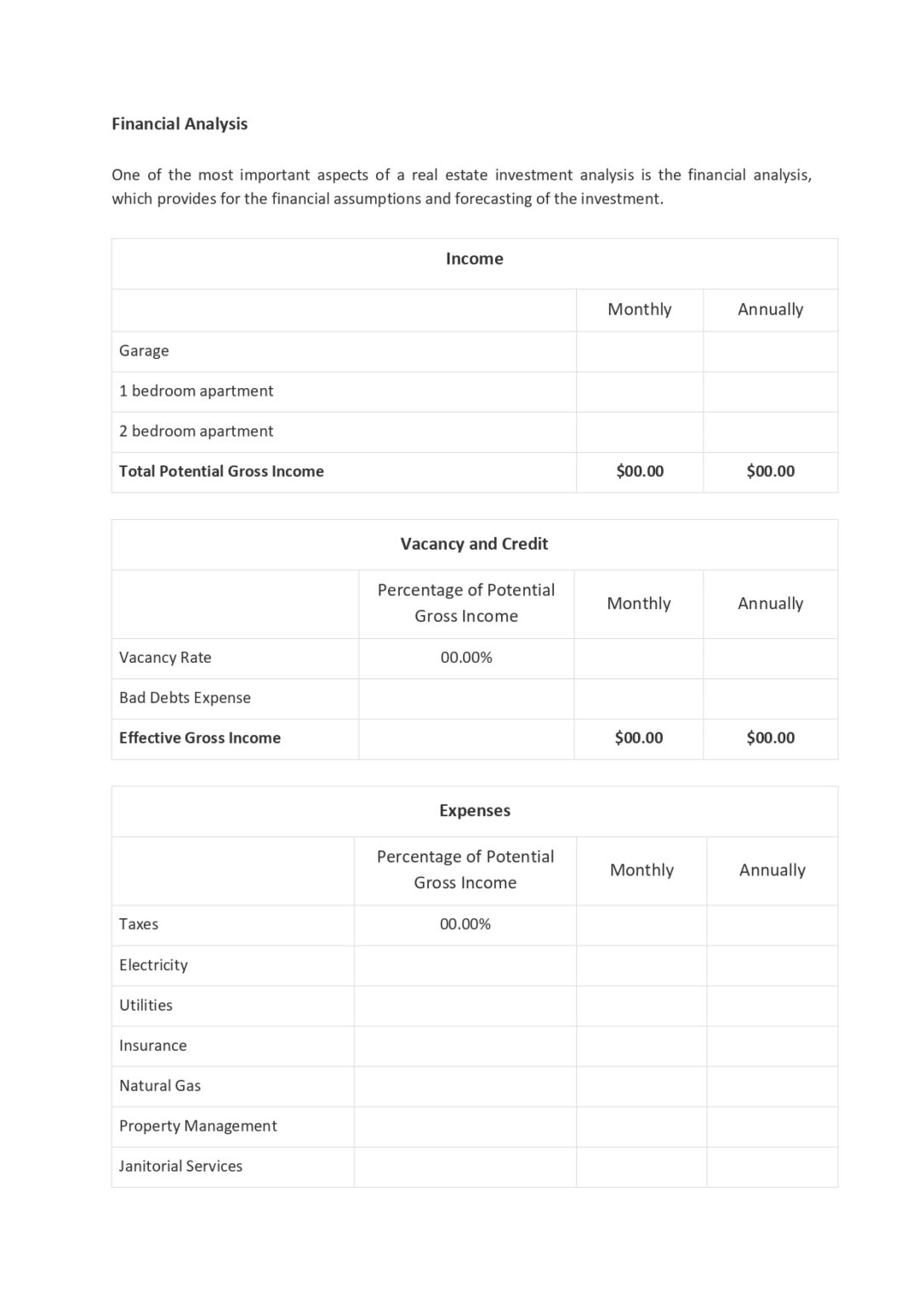 Real Estate Investment Analysis Template - Mbcvirtual