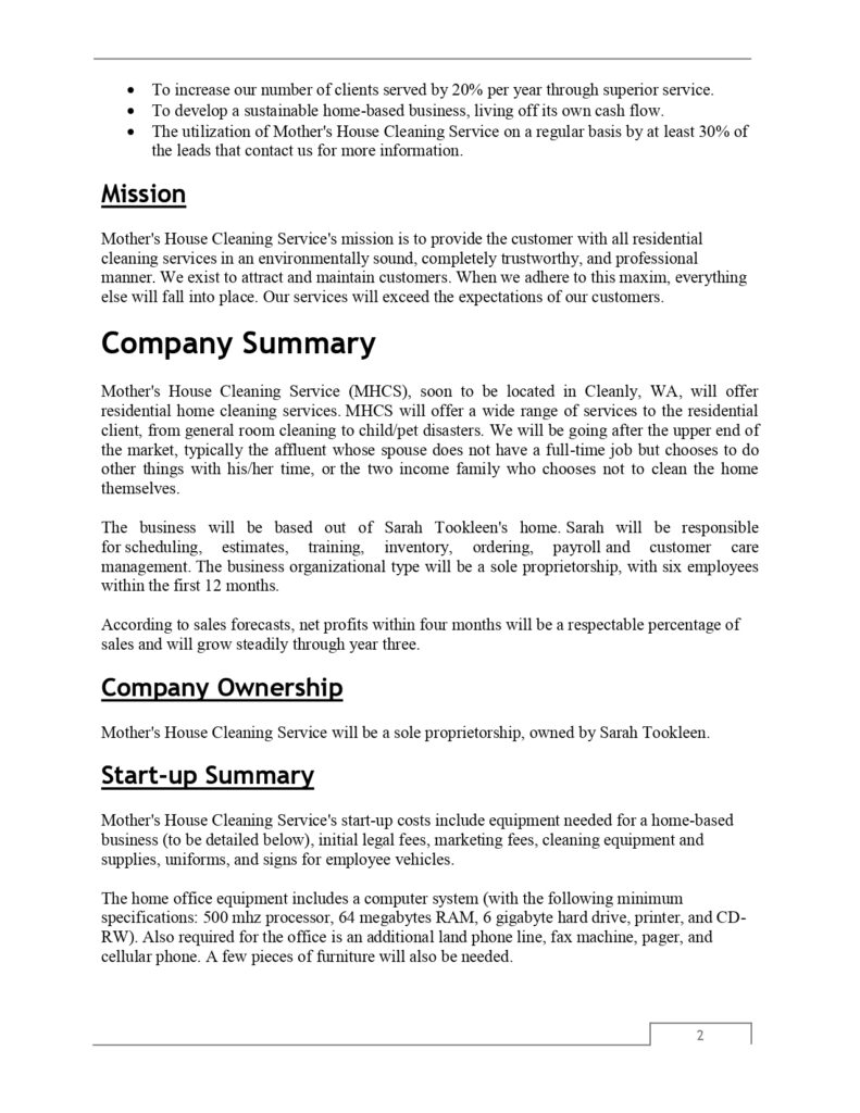 Pro Cleaning Service Business Plan Template MbcVirtual