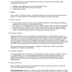 Pro Dry Cleaning Home Delivery Business Plan Template