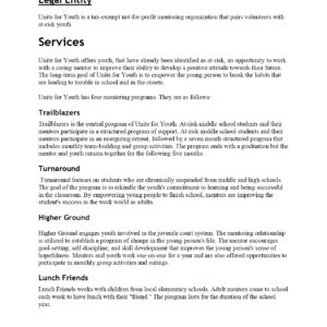 Pro Nonprofit Youth Services Business Plan