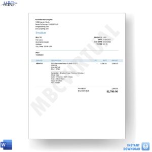 Axial Manufacturing INC Invoice Template
