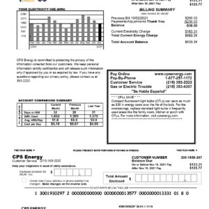 CPS Energy Bill Statement Template