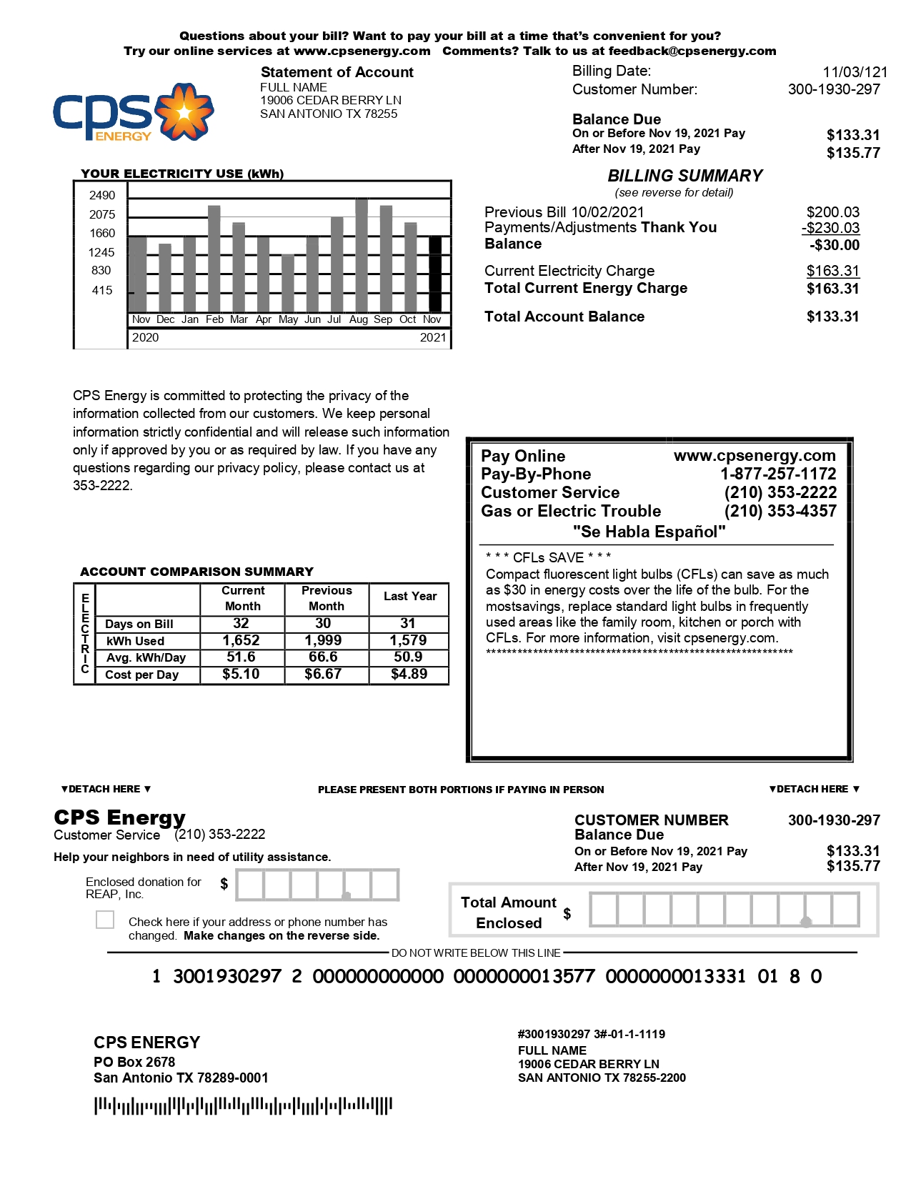 CPS Energy Bill Statement Template MbcVirtual