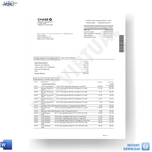 Chase Bank Statement Template – Chase Total Checking
