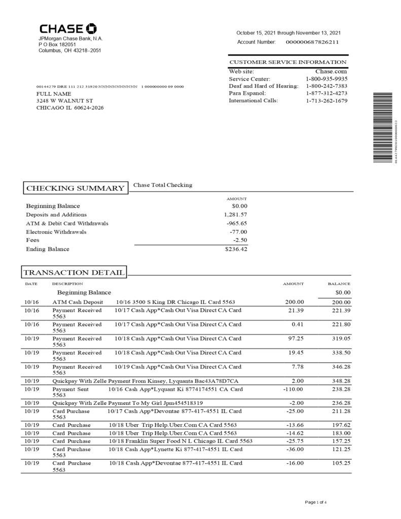 New 2023 Chase Bank Statement Template Chase Total Checking MbcVirtual