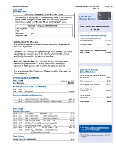 Costco Anywhere Visa Business Card By Citi - Statement Template ...