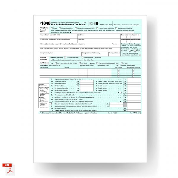 Form 1040, U.S. Individual Income Tax Return 2019 - 1