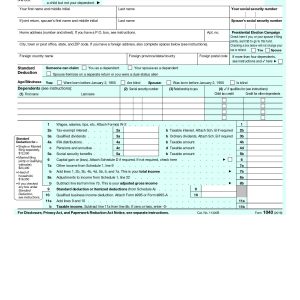 Form 1040, U.S. Individual Income Tax Return 2019