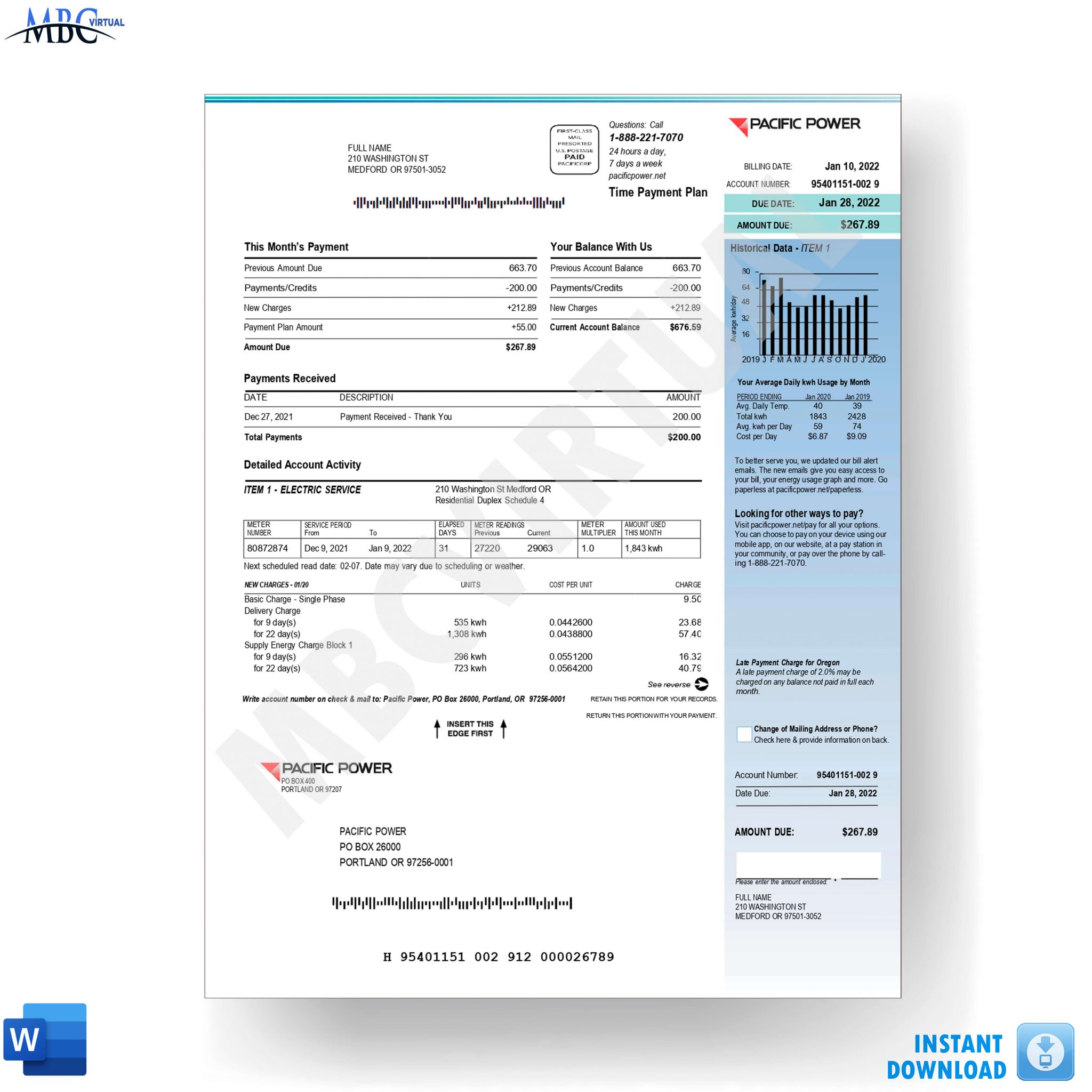 New 2023 National Grid Bill Template MbcVirtual