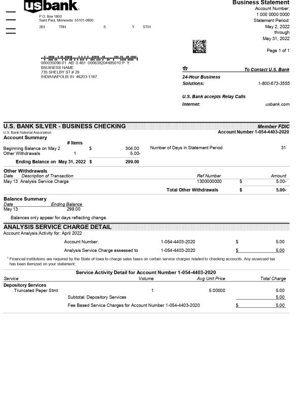 New 2023 US Bank Statement Template - Business Statement - MbcVirtual