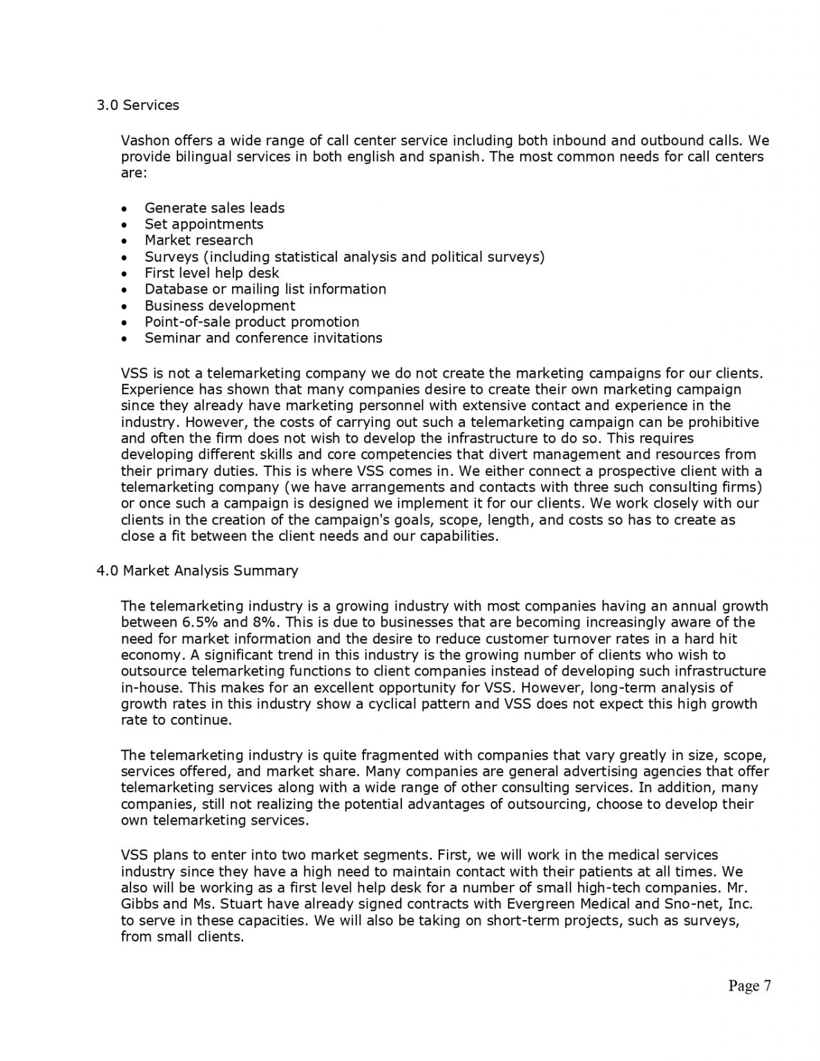 Pro Call Center Business Plan Template MbcVirtual