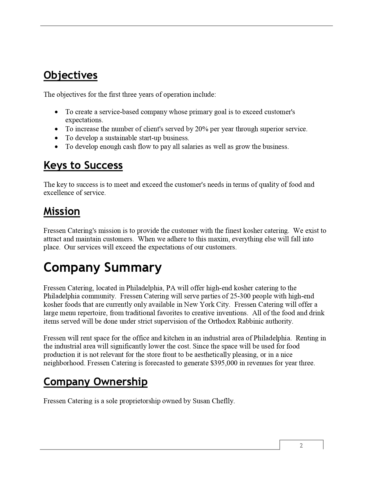 Pro Catering Company Business Plan Template