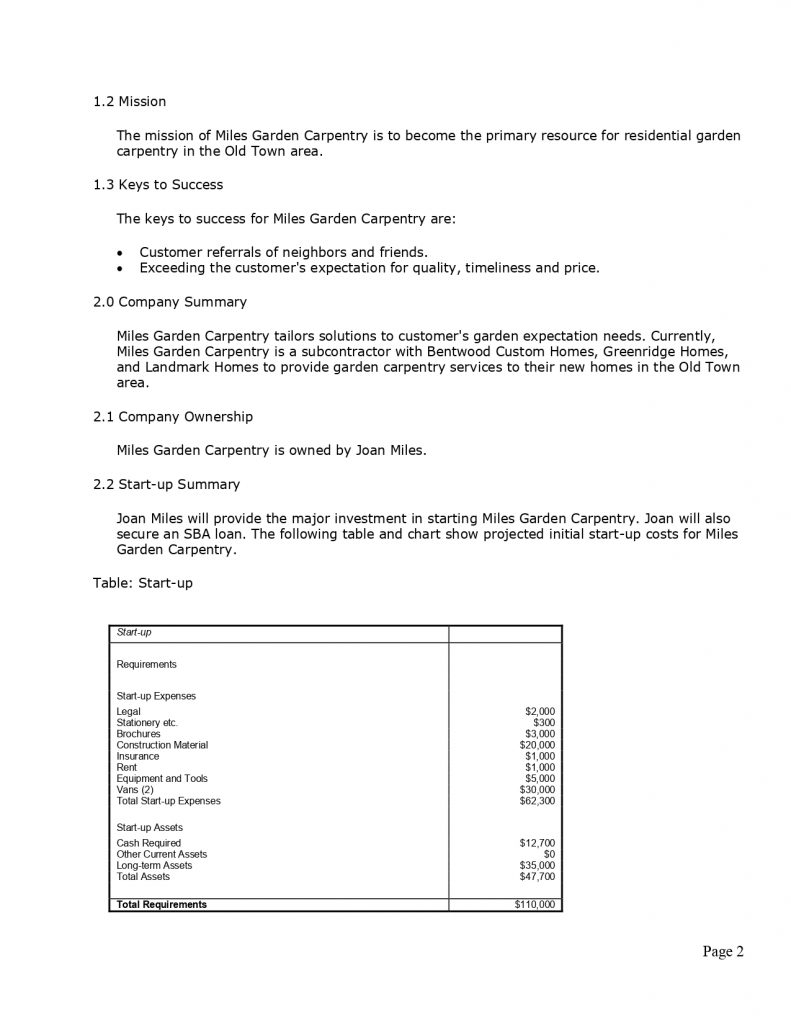 carpentry business plan doc