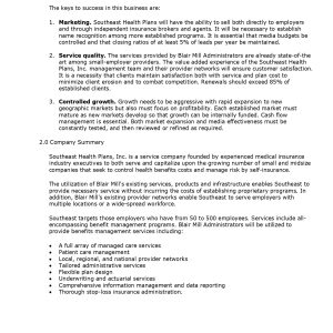 Pro Health Plan Administration Business Plan Template