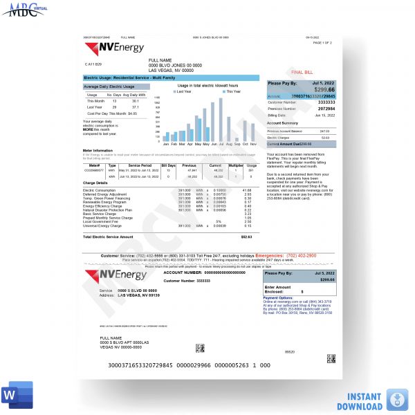 NVEnergy Bill Template - Mbcvirtual
