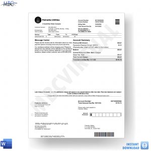 Palmetto Utilities Water Bill Template